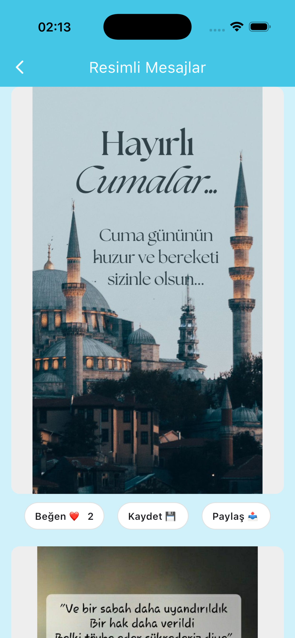 Havas resimli mesaj ekranı